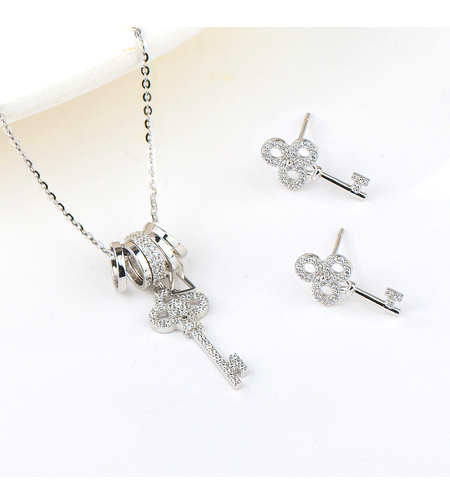 Сребърен комплект Ключ с родий | колекция Delicate Silver | Бижута Invoke.bg