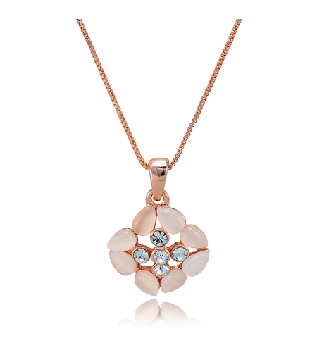 NECKLACE ROSE GOLD PLATING CAT'S EYE STONE