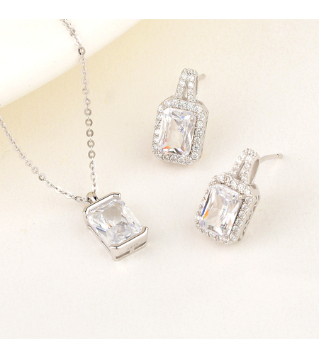 Сребърен комплект с родий | колекция Delicate Silver | Бижута Invoke.bg