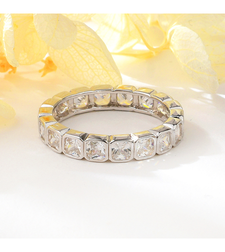 Сребърен пръстен с платина и кубични циркони | Колекция Silver Premium | Бижута Invoke.bg