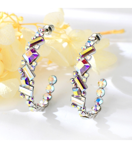 Обеци бяло позлатяване и кристали | Колекция Luxury Secret | Бижута Invoke.bg