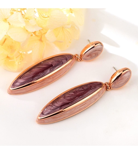 Обеци розово позлатяване цветен емайл | Колекция Rose Gold | Бижута Invoke.bg