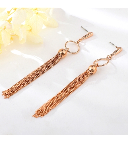 Обеци розово позлатяване пискюли | Колекция Rose Gold | Бижута Invoke.bg