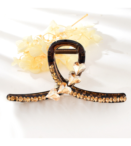 ШНОЛА ЗЛАТИСТИ КРИСТАЛНИ СЪРЦА БИЖУТЕРИЕН АКРИЛ