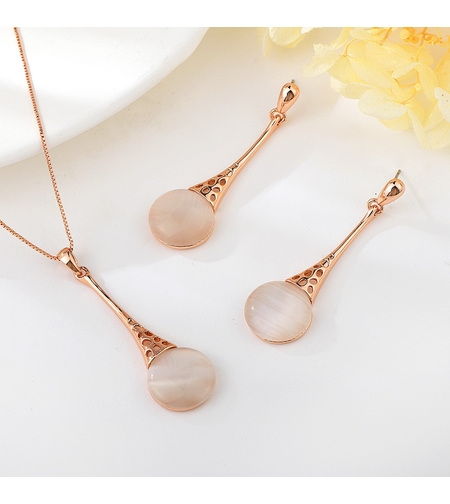 Комплект розово позлатяване котешко око | Колекция Rose Gold | Бижута Invoke.bg