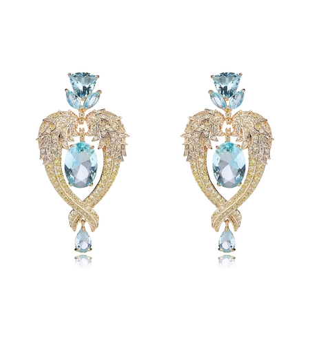 Обеци жълто позлатяване ангелски криле | Колекция Luxury Secret | Бижута Invoke.bg