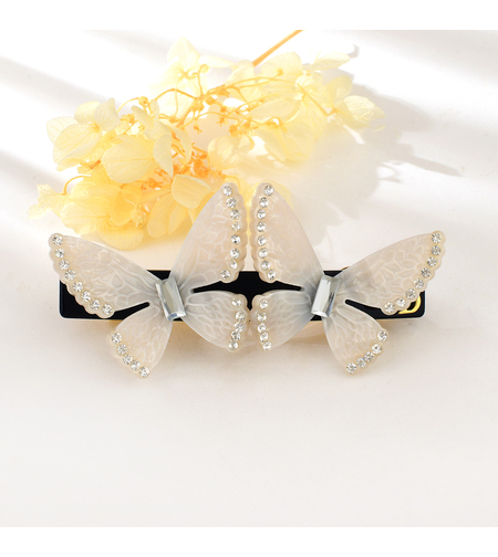 BUTTERFLY BLACK HAIR CLIP JEWELRY ACRYLIC