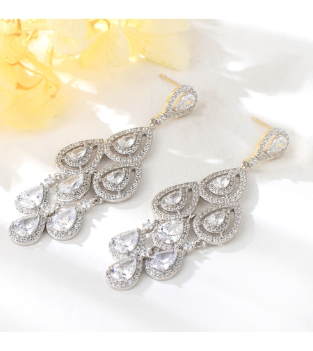 Висящи сребърни обеци с кристали Swarovski | Бижута Invoke.bg