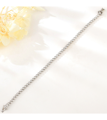 Сребърна тенис гривна с платина и кубични циркони | Колекция Silver Premium | Бижута Invoke.bg