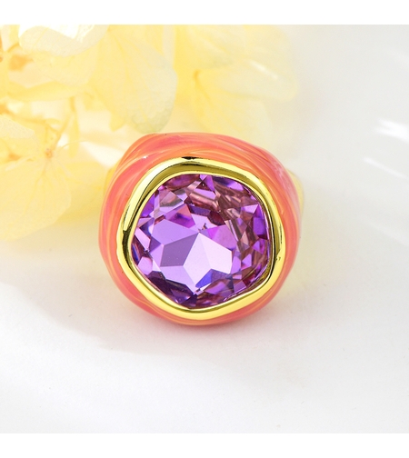 Пръстен жълто позлатяване кристали Swarovski | Колекция Luxury Secret | Бижута Invoke.bg