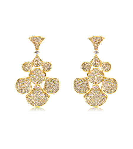 Обеци жълто позлатяване с кристали Swarovski | Бижута Invoke.bg