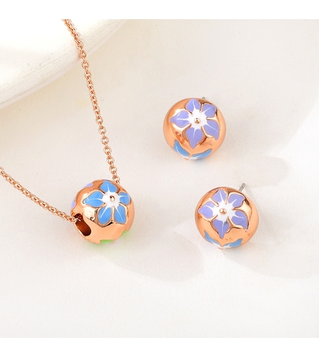 Комплект розово позлатяване цветни сфери | Колекция Rose Gold | Бижута Invoke.bg