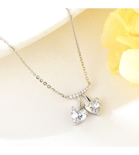 Сребърно колие Черешки със сърца | колекция Delicate Silver | Бижута Invoke.bg