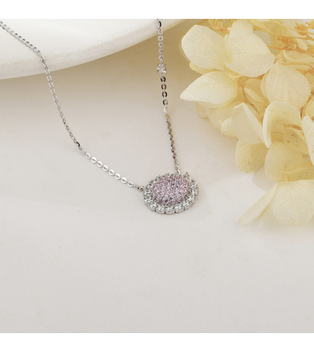 Розово нежно сребърно колие | колекция Delicate Silver | Бижута Invoke.bg