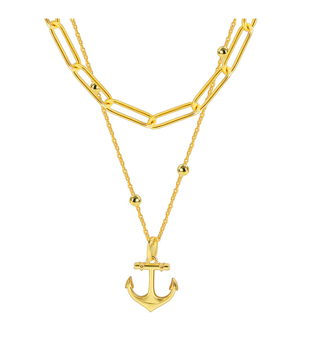 Yellow gold plated anchor necklace | Desert Shine Collection