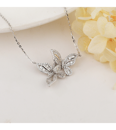 Нежно сребърно колие пеперуда 2700000059029