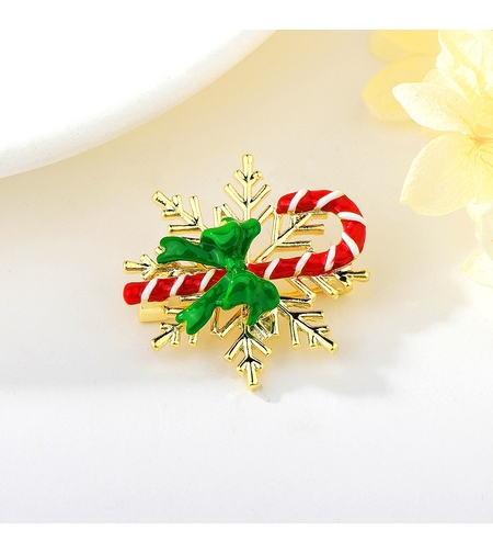 Брошка жълто позлатяване 'Коледно бастунче' | Бижута Invoke.bg