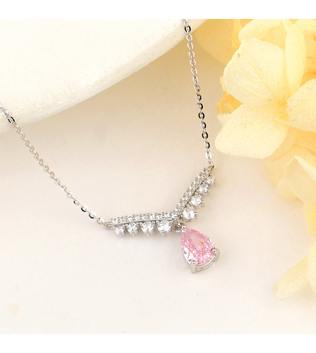 Сребърно колие розови капки | Колекция Crushed Ice | Бижута Invoke