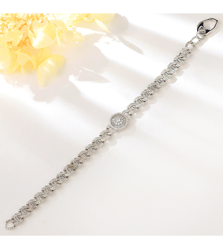 Сребърна гривна с платина и кубични циркони | Колекция Silver Premium | Бижута Invoke.bg