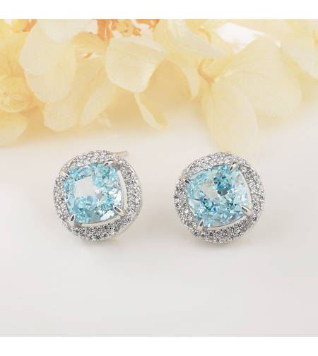 BLUE ROUND CRUSHED ICE EARRINGS