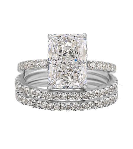 Троен сребърен пръстен с платина и кубични циркони 2700000071489 | Колекция Silver Premium