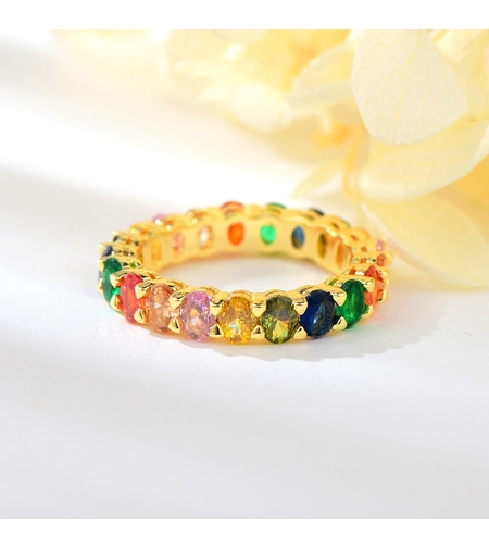 Пръстен жълто позлатяване с кристали Swarovski | Колекция Luxury Secret | Бижута Invoke.bg