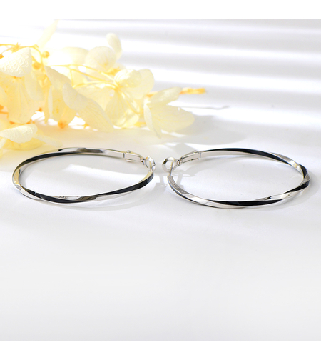 Сребърни обеци Халки с родий | колекция Delicate Silver | Бижута Invoke