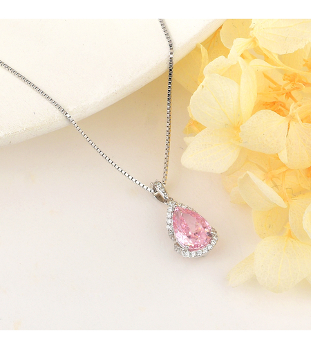 Сребърно колие розова сълза | Бижута Invoke | Бижута Invoke