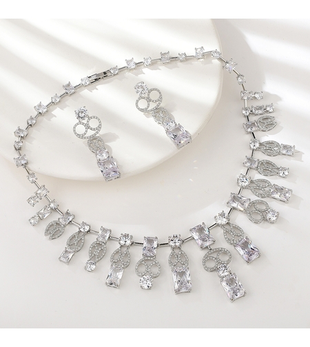 Комплект бяло позлатяване кристални орнаменти | Колекция Luxury Secret | Бижута Invoke.bg