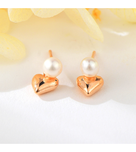 Сребърни обеци Сърца с розово позлатяване | колекция Delicate Silver | Бижута Invoke.bg