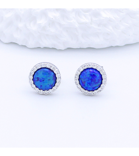 КРЪГЛИ СРЕБЪРНИ ОБЕЦИ С КАМЪНИ ОПАЛ - 2700000067826