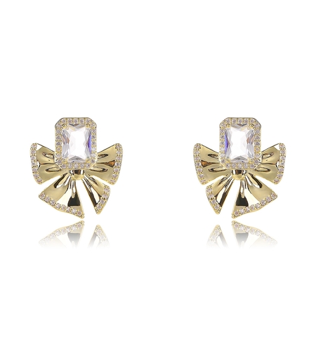 Обеци жълто позлатяване Панделки | Колекция Luxury Secret | Бижута Invoke.bg