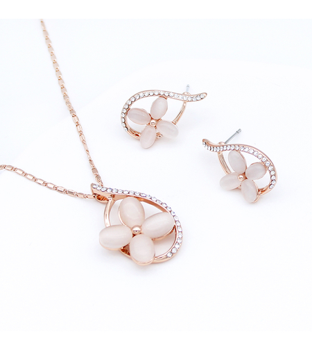 Комплект розово позлатяване котешко око | Колекция Rose Gold | Бижута Invoke.bg