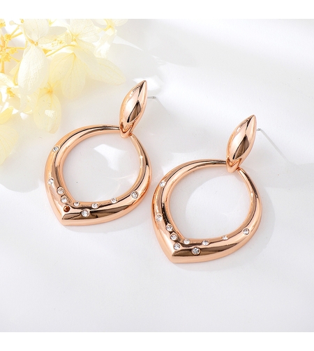 Обеци розово позлатяване капковидни халки | Колекция Rose Gold | Бижута Invoke.bg