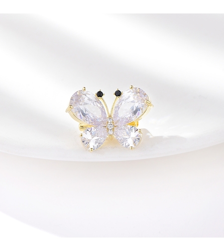 Брошка жълто позлатяване 'Кристална пеперуда' | Бижута Invoke.bg