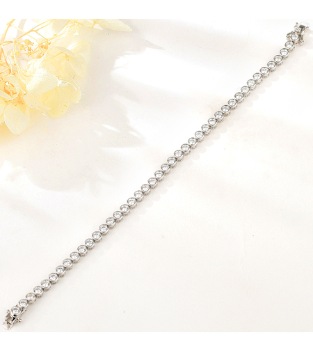 Сребърна тенис гривна платинирано сребро с кубчини циркони | Колекция Silver Premium | Бижута Invoke.bg