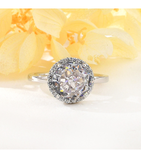 Сребърен пръстен с платина и кубични циркони | Колекция Silver Premium | Бижута Invoke.bg