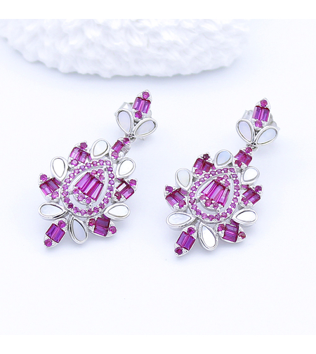 SILVER EARRINGS WITH PINK ZIRCONIA - 2700000068298