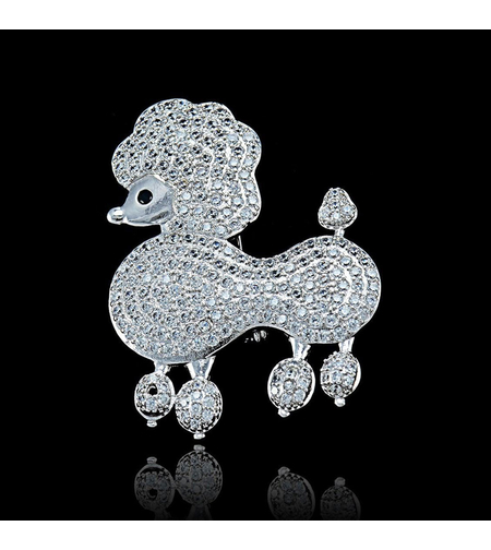 Брошка бяло позлатяване 'Сребрист пудел' | Бижута Invoke.bg