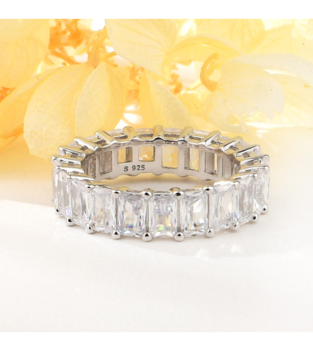 Сребърен пръстен с платина и кубични циркони | Колекция Silver Premium | Бижута Invoke.bg