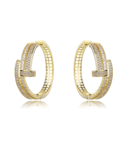 Обеци жълто позлатяване халки | Колекция Luxury Secret | Бижута Invoke.bg