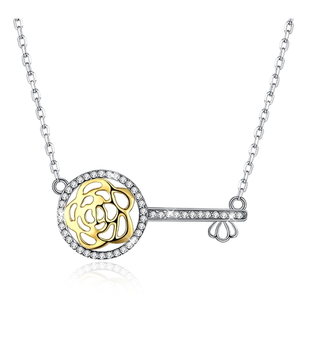 Сребърно колие Ключ Swarovski Crystals | колекция Delicate Silver | Бижута Invoke.bg