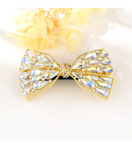 SPARKING RIBBON HAIR CLIP YELLOW GOLD PLATING