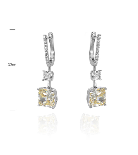 Сребърни обеци Цвят цитрин | Колекция Silver Premium | Бижута Invoke.bg