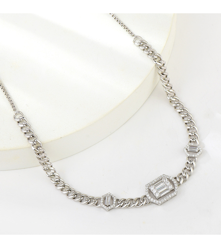 Сребърно колие с платина | Колекция Silver Premium | Бижута Invoke.bg