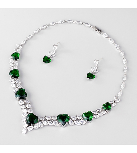 Комплект бяло позлатяване кристални сърца | Колекция Luxury Secret | Бижута Invoke.bg