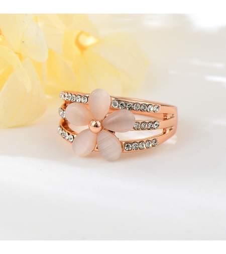 Пръстен розово позлатяване цвете | Колекция Rose Gold | Бижута Invoke.bg