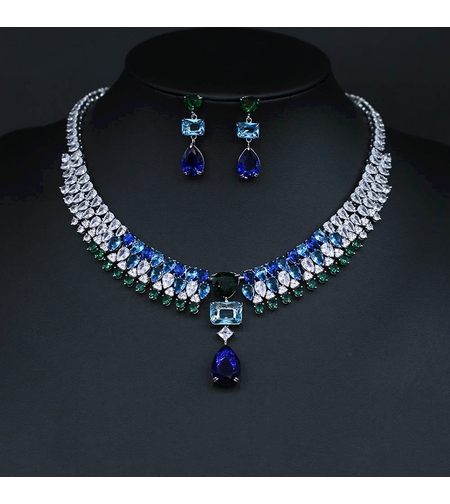 Комплект бяло позлатяване кристални капки | Колекция Luxury Secret | Бижута Invoke.bg