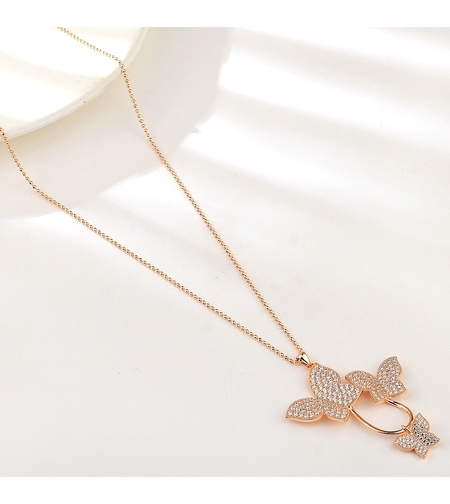 Колие розово позлатяване Пеперуди | Колекция Rose Gold | Бижута Invoke.bg