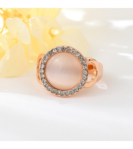 Пръстен розово позлатяване кристален кръг | Колекция Rose Gold | Бижута Invoke.bg